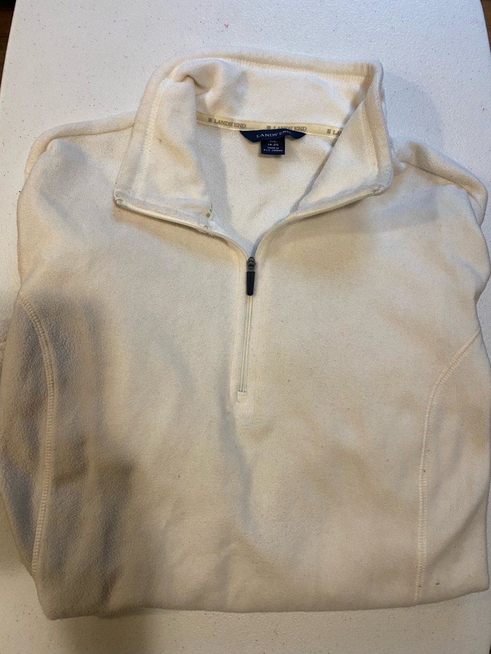 Lands' End Men’s Cream Half-Zip Fleece Pullover